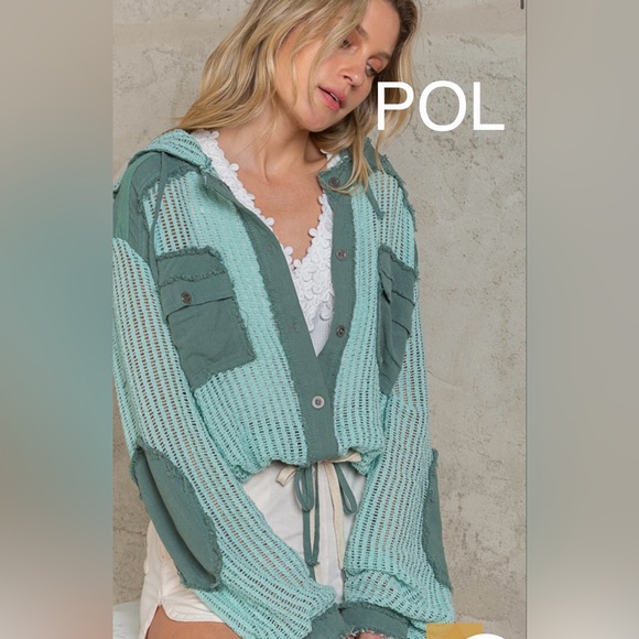 BP22💚POL perfection in button up hoodie in shades of green! Hot4fall transition - Picture 9 of 11